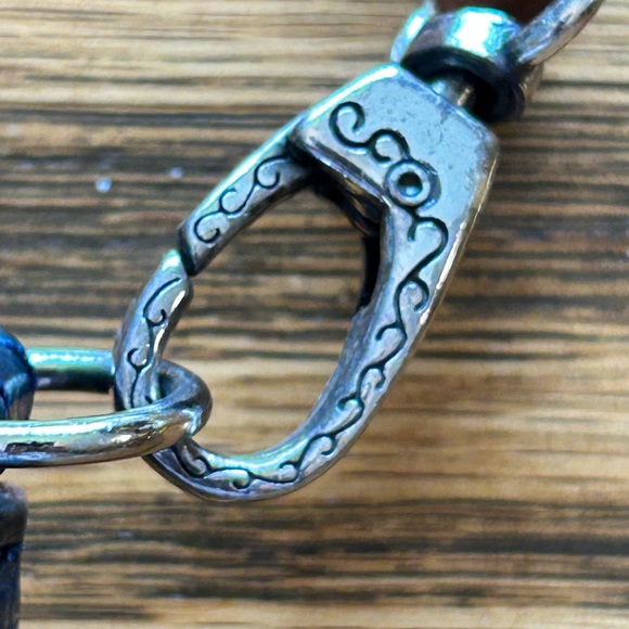 Vintage Brighton Tan & Navy Leather Anchor Lined Crossbody Starfish Bag - Picture 5 of 13